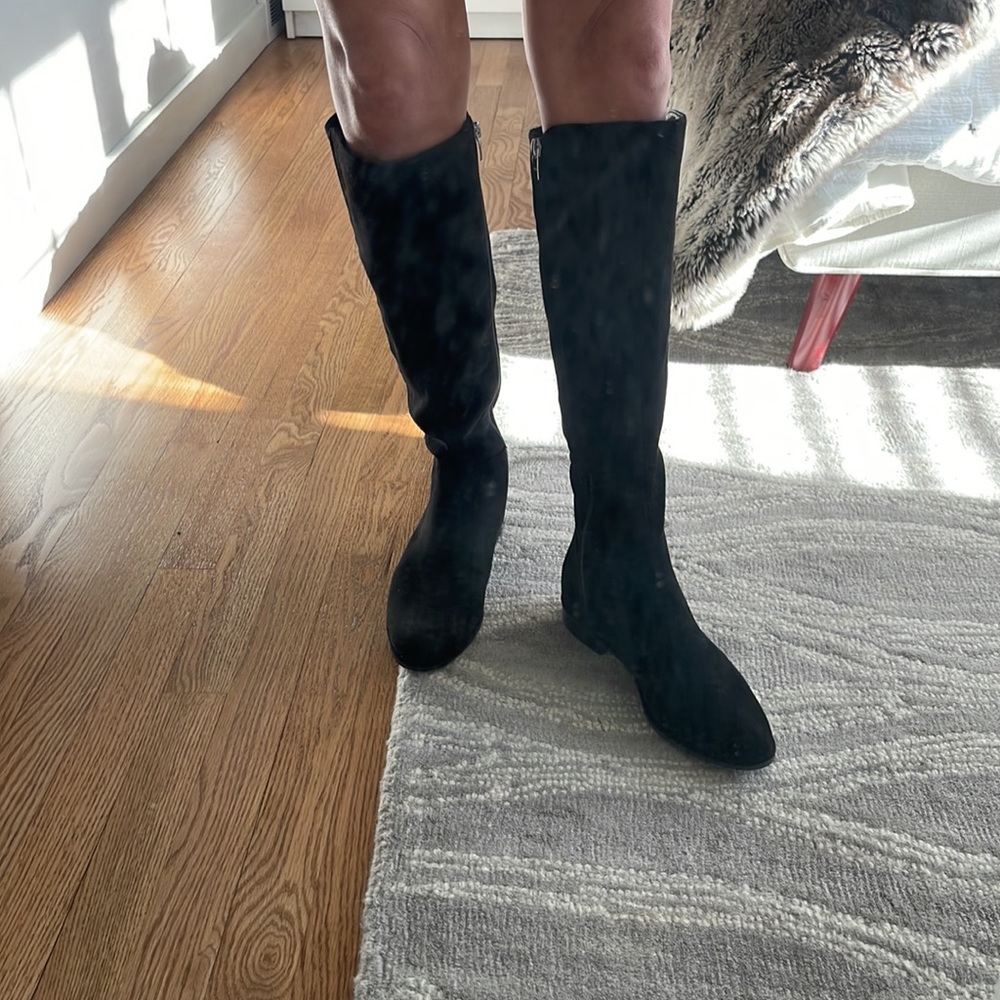 Faux suede boots slim calf NWOT
